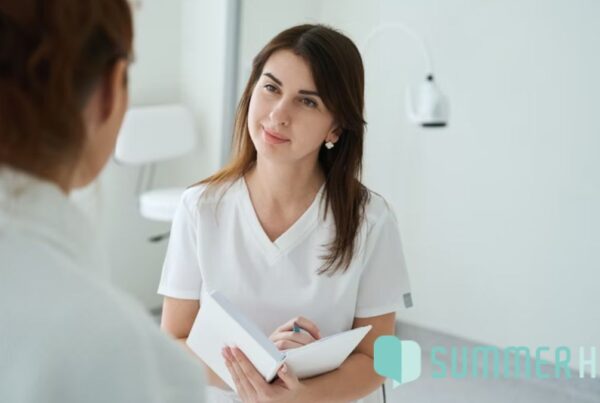 Mental health clinic services, an intake nurse talks with a patient about available services.